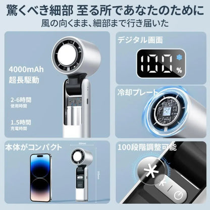 【最新型】楽冷ファン™｜冷却プレート搭載｜瞬間冷却・USB-C充電式・100段階風量調整