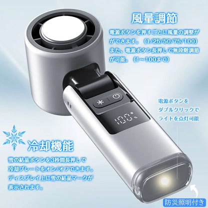 【最新型】楽冷ファン™｜冷却プレート搭載｜瞬間冷却・USB-C充電式・100段階風量調整